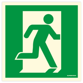 OS - Skilt - Flugtvej til højre 200x200mm