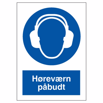 Skilt høreværn påbudt blåt