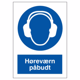 OS - Skilt høreværn påbudt blåt