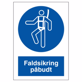 OS - Skilt Faldsikring påbudt blåt plast