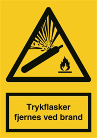 OS - Skilt "Trykflasker fjernes ved brand" selvklæb