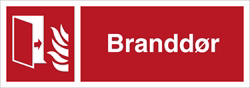 Skilt branddør rødt, plast, 105x297mm
