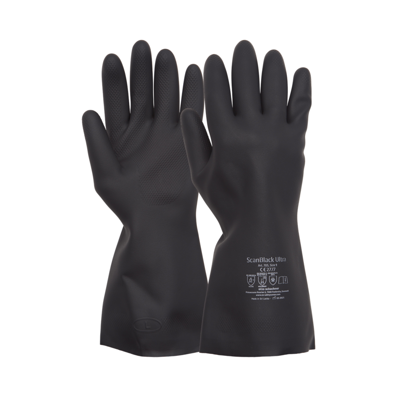 Latexhandske Scan Black Ultra 705 Str. 8