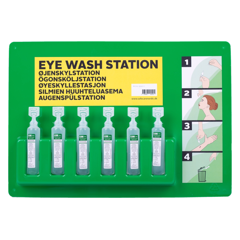 Øjenskylletavle m/6 flasker á 30 ml