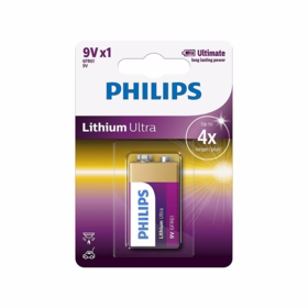 Philips - Batteri Ultra lithium 9V, pk á 1 stk
