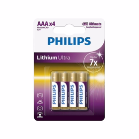 Philips - Batteri Ultra lithium AAA, pk á 4 stk