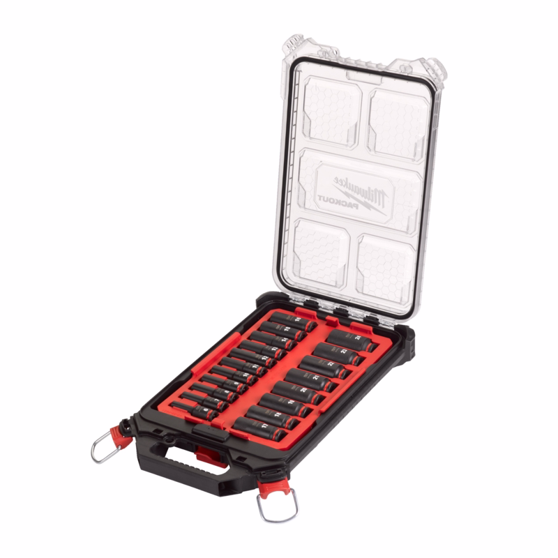 Slagtoppesæt 3/8" PACKOUT, 19 dele