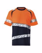 T-shirt 25082 Mørk marine/Hi-vis orange, str. S