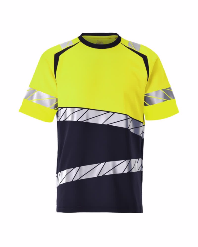 T-shirt 25082 Mørk marine/Hi-vis gul, str. 2XL