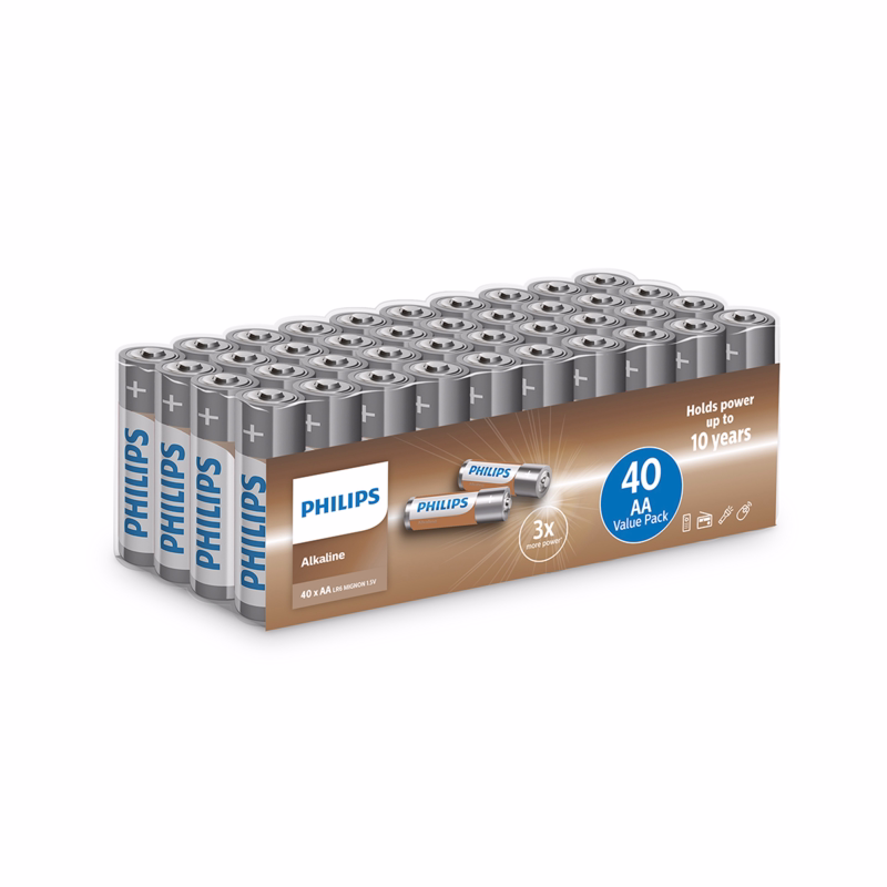 Batteri Tech alkaline AA, pk á 40 stk