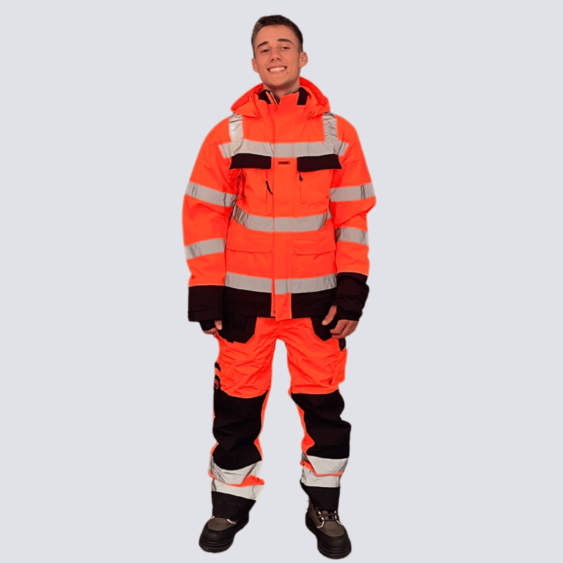 Regnjakke 0200140 Åbo Hi-vis Orange/sort, str. 5XL