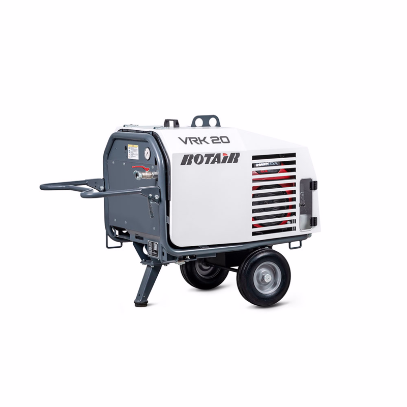 Mobilkompressor VRK 20 8 Bar, m/kørestel, 3 hjul