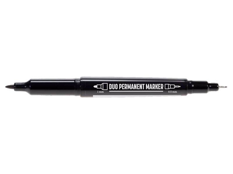 Tusch Duo permanent Marker m/0,5 og 1,0 mm. sort filtspidser