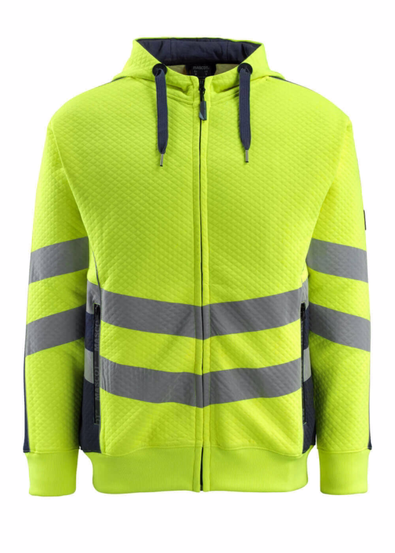 Hættetrøje 50138 Hi-vis gul/mørk marine, str. S