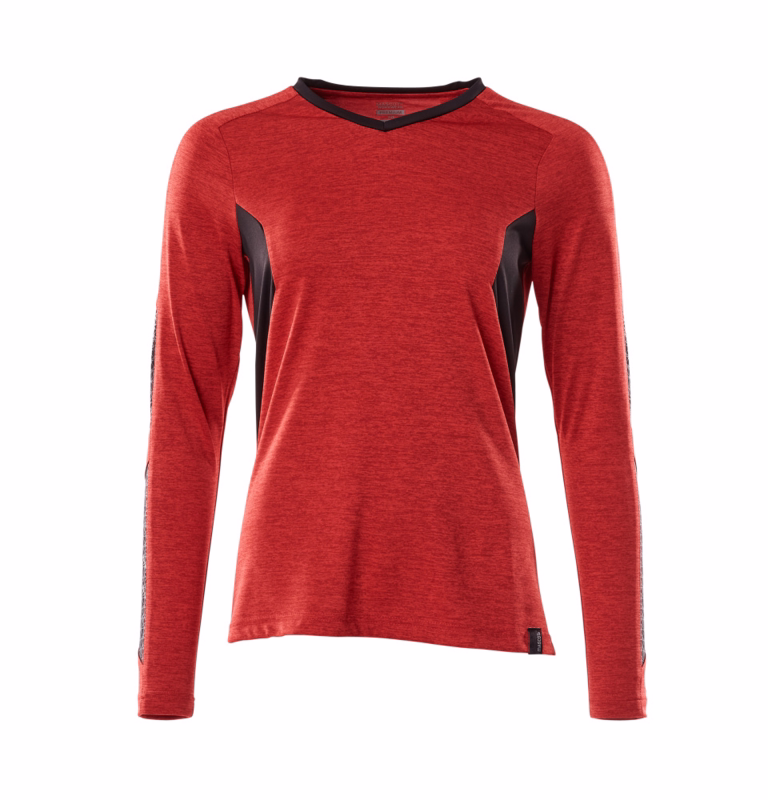 T-shirt Dame 18091 signalrød-meleret/sort, str. L