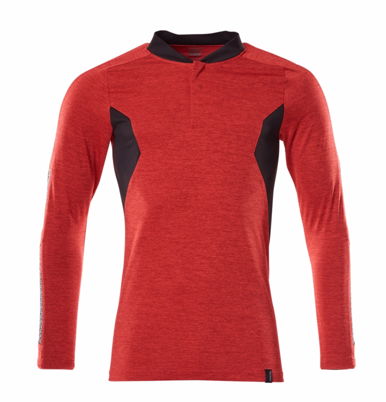 Poloshirt 18081 signalrød-meleret/sort, str. XS