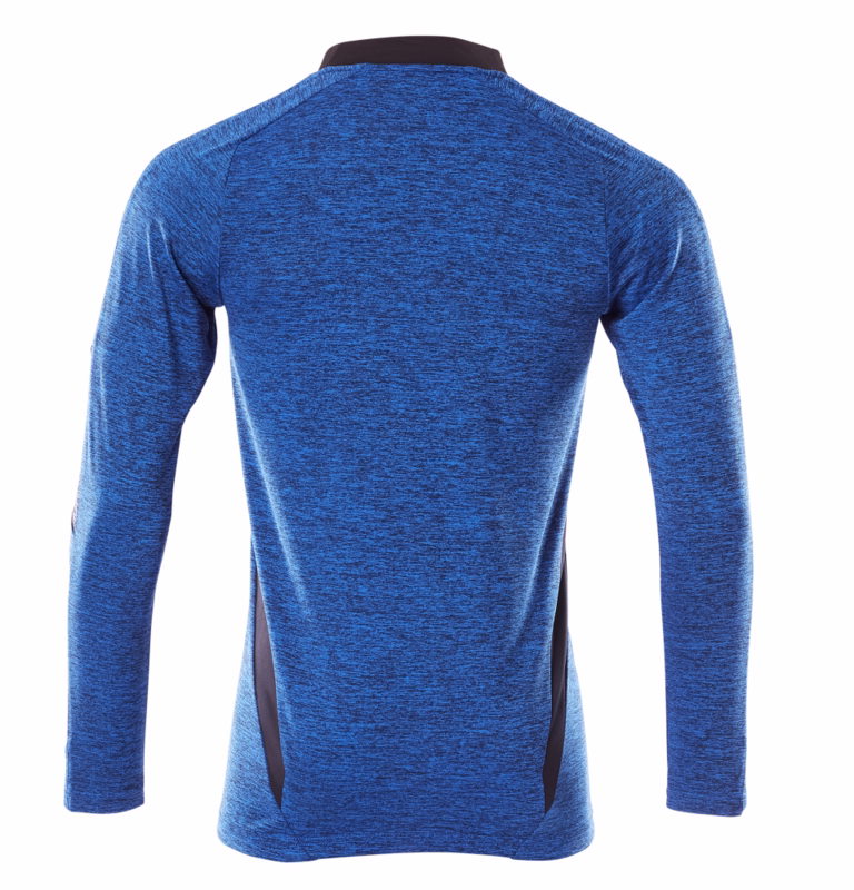 Poloshirt 18081 azurblå-meleret/mørk marine, str. M