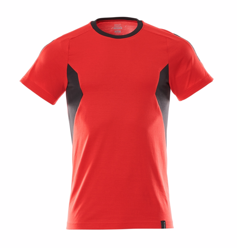 T-shirt 18382 signalrød/sort, str. M