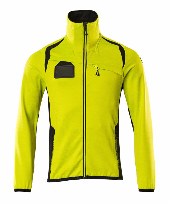 Fleecetrøje m/lynlås 19403 Hi-viz gul/Sort  str. 2XL