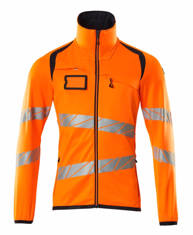 Fleecetrøje 19103 Hi-vis orange/mørk marine, str. M