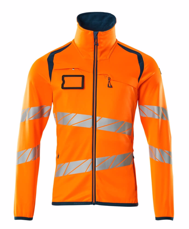Fleecetrøje 19103 Hi-vis orange/mørk petroleum, str. 2XL