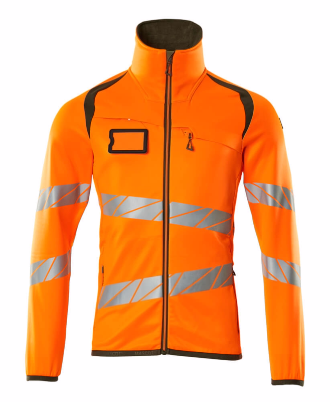 Fleecetrøje 19103 Hi-vis orange/mosgrøn, str. XL