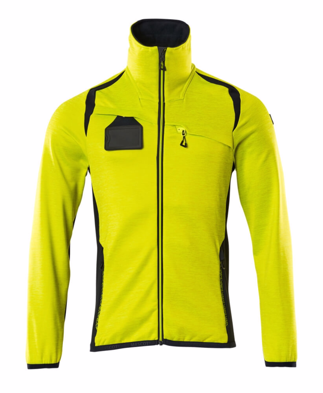 Fleecetrøje 19403 Hi-vis gul/mørk marine, str. 3XL