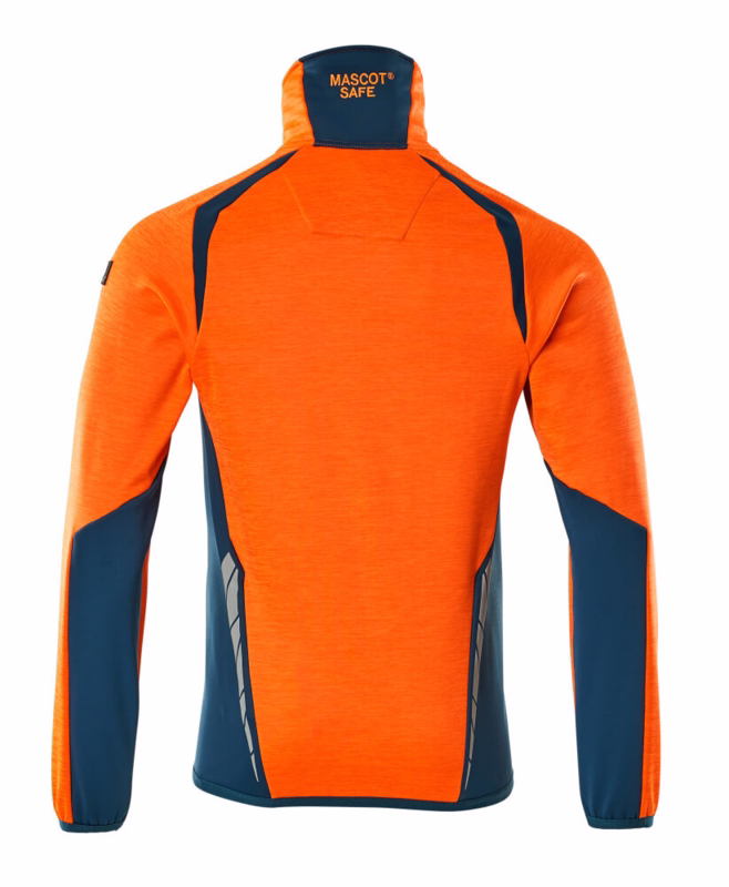 Fleecetrøje 19403 Hi-vis orange/mørk petroleum, str. XL