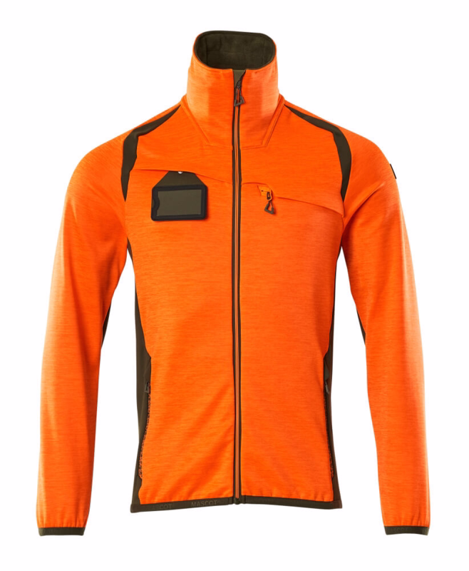Fleecetrøje 19403 Hi-vis orange/mosgrøn, str. 4XL