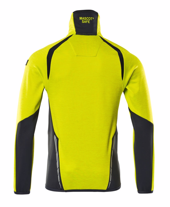 Fleecetrøje 19303 Hi-vis gul/mørk marine, str. M