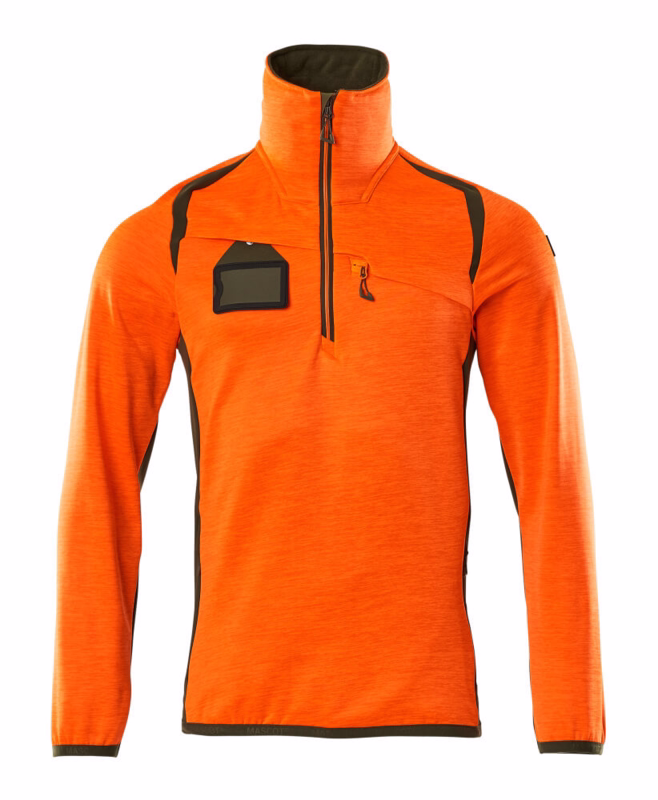 Fleecetrøje 19303 Hi-vis orange/mosgrøn, str. 5XL