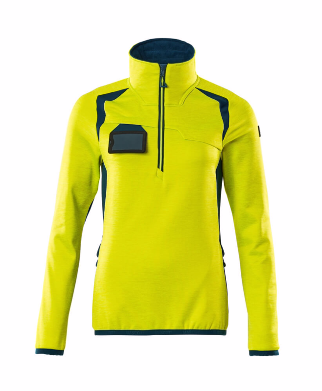 Fleecetrøje 19353 Dame Hi-vis gul/mørk petroleum, str. 5XL