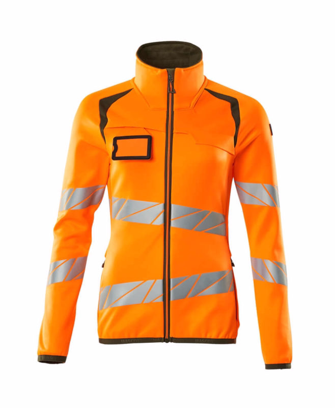 Fleecetrøje 19153 Dame Hi-vis orange/mosgrøn, str. M