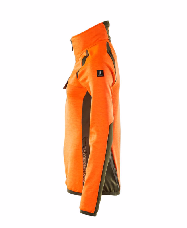Fleecetrøje 19453 Dame Hi-vis orange/mosgrøn, str. L