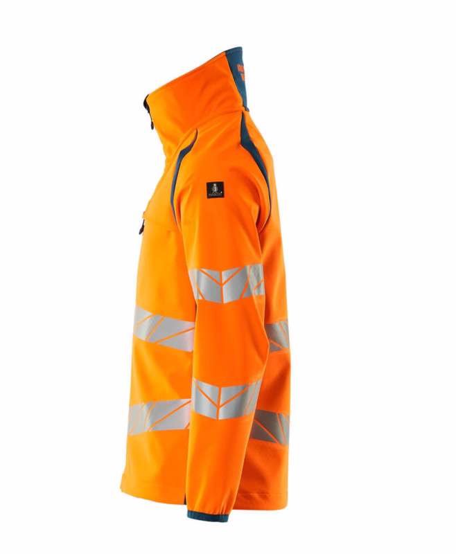 Softshell jakke 19002 Hi-vis orange/mørk petroleum, str. M