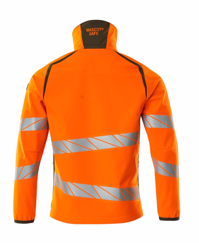 Softshell jakke 19002 Hi-vis orange/mosgrøn, str. M