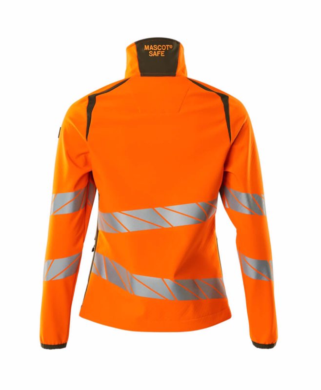 Softshell jakke Hi-vis Dame 19012 orange/mosgrøn, str. XL