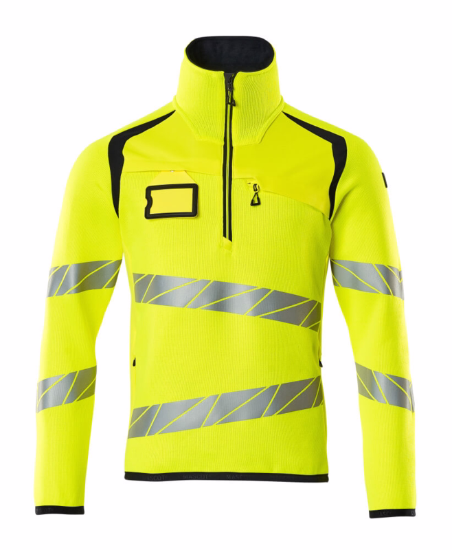 Striktrøje 19005 Hi-vis gul/mørk marine, str. XL