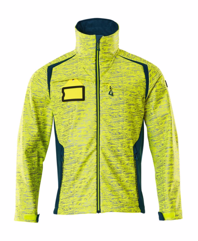 Softshell jakke Hi-vis 19202 gul/mørk petroleum, str. 3XL