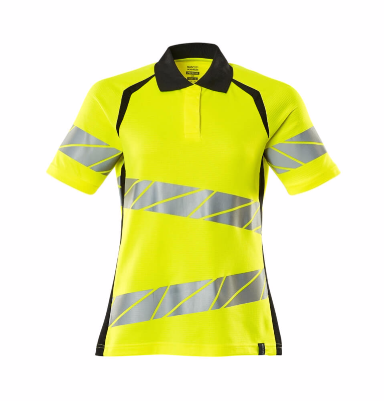 Poloshirt Hi-vis Dame 19093 gul/sort, str. M
