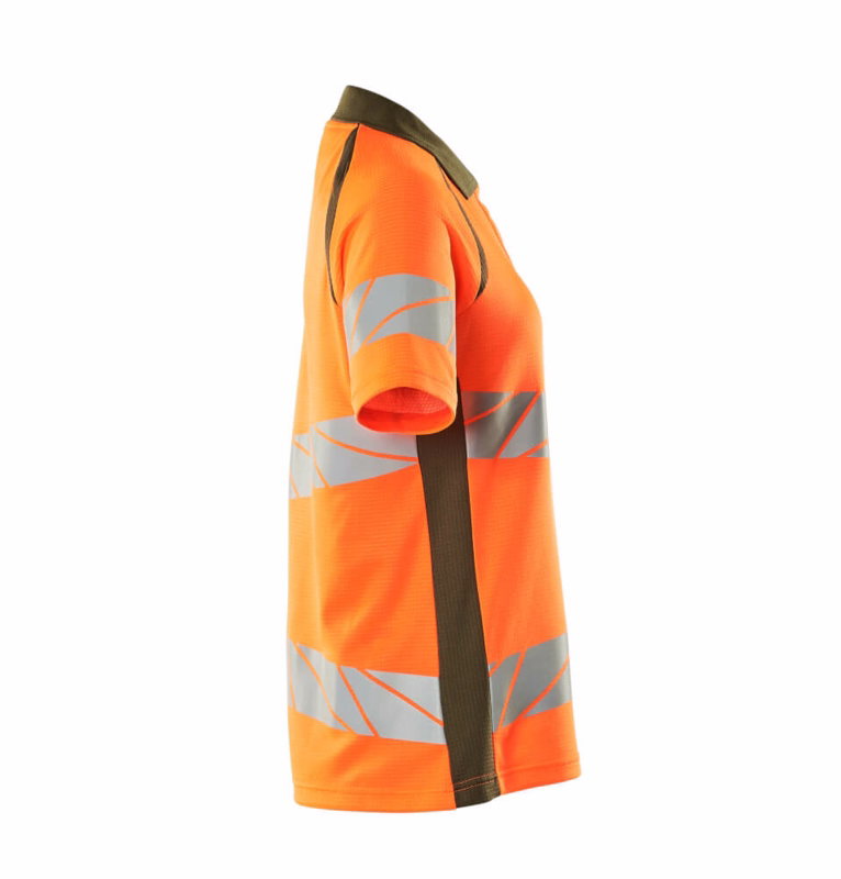 Poloshirt Hi-vis Dame 19093 orange/mosgrøn, str. S