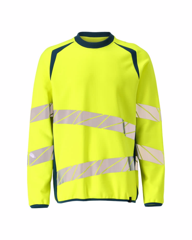 Sweatshirt 19084 Hi-vis gul/mørk petroleum, str. S
