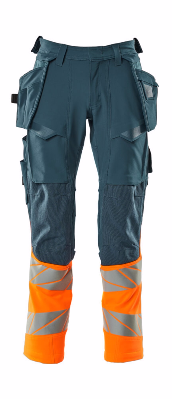 Arbejdsbuks Hi-vis 19131 mørk petroleum/orange, str. 82C44