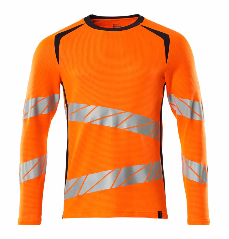 T-shirt L/Æ 19081 Hi-vis orange/mørk marine, str. M