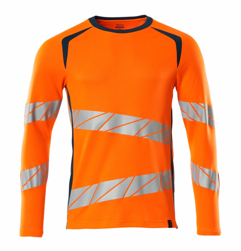 T-shirt L/Æ 19081 Hi-vis orange/mørk petroleum, str. L