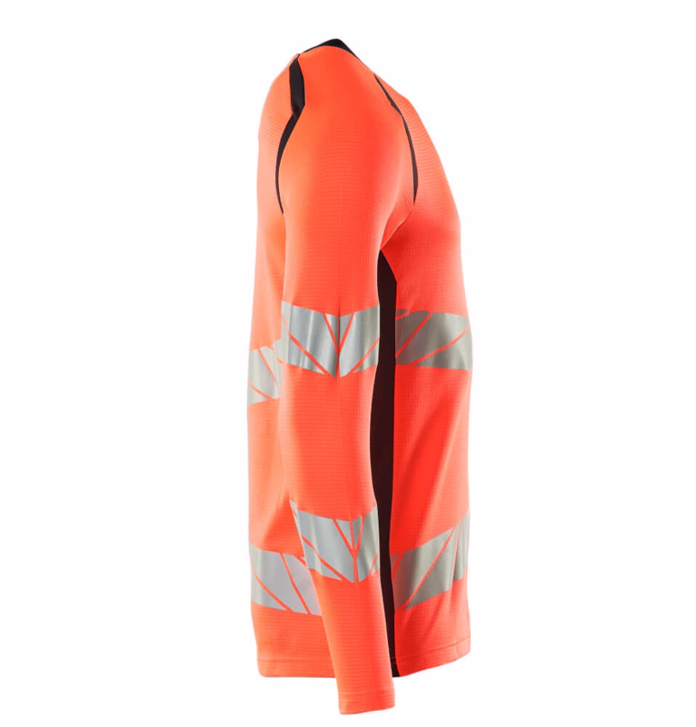 T-shirt L/Æ 19081 Hi-viz rød/mørk marine, str. XL