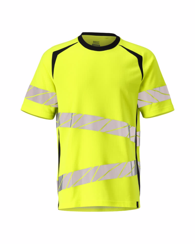 T-shirt 19082 Hi-vis gul/mørk marine, str. S
