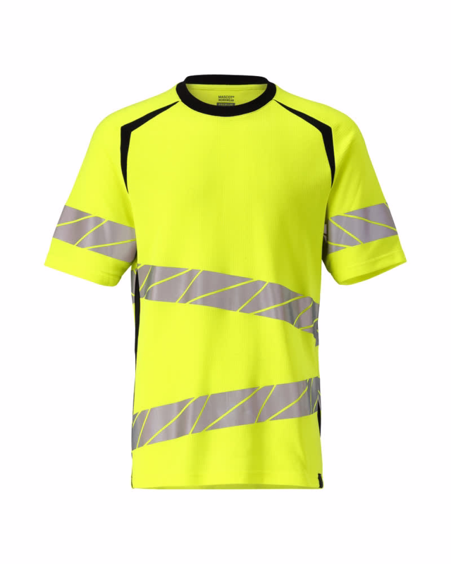 T-shirt 19082 Hi-vis gul/sort, str. 2XL