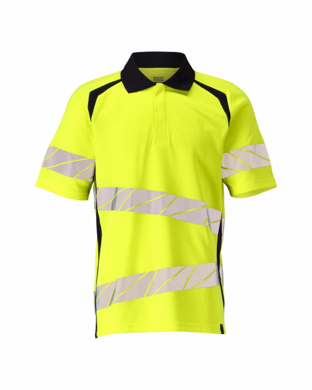 Polo shirt 19083 Hi-vis gul/mørk marine, str. S