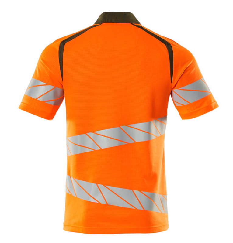 Polo shirt 19083 Hi-vis orange/mosgrøn, str. 2XL